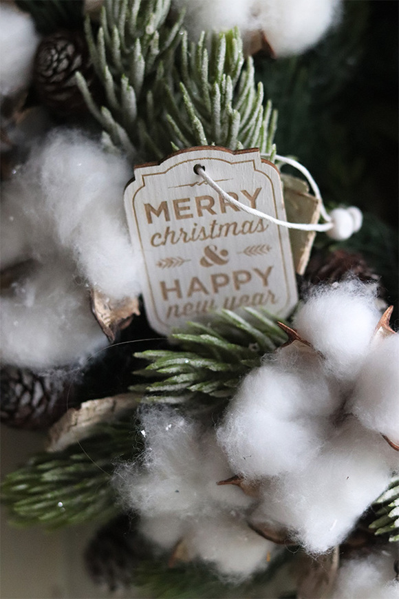 Bawełniany, świąteczny wianek zimowy, śr.30cm  