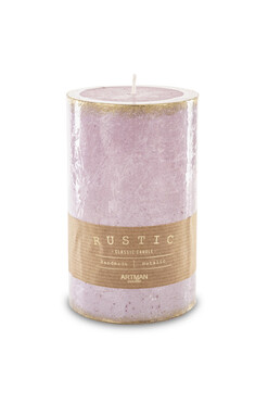 Rustic Patin, różowa świeca walec, gruby, wys.15cm