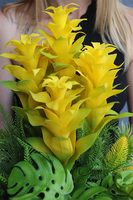 Bromelia Yellow, sztuczna roślina w doniczce	