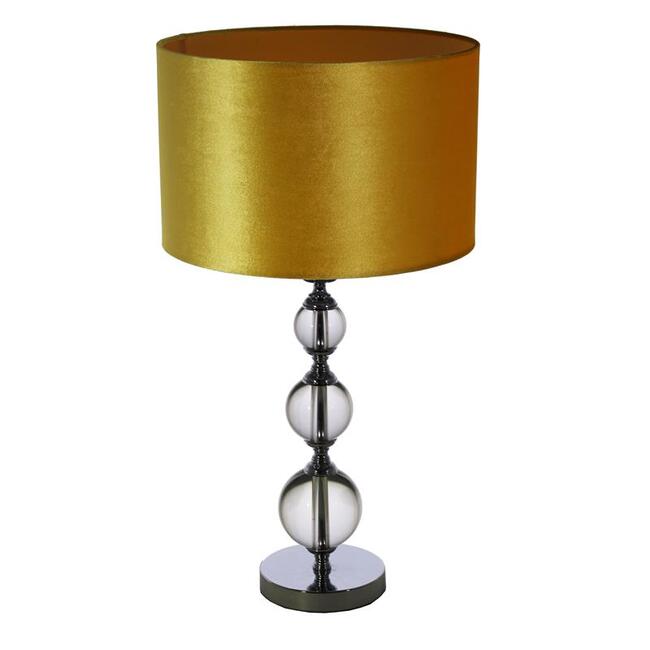 Trzy Kule, lampa stołowa, abażur musztardowy walec, wys.65cm  