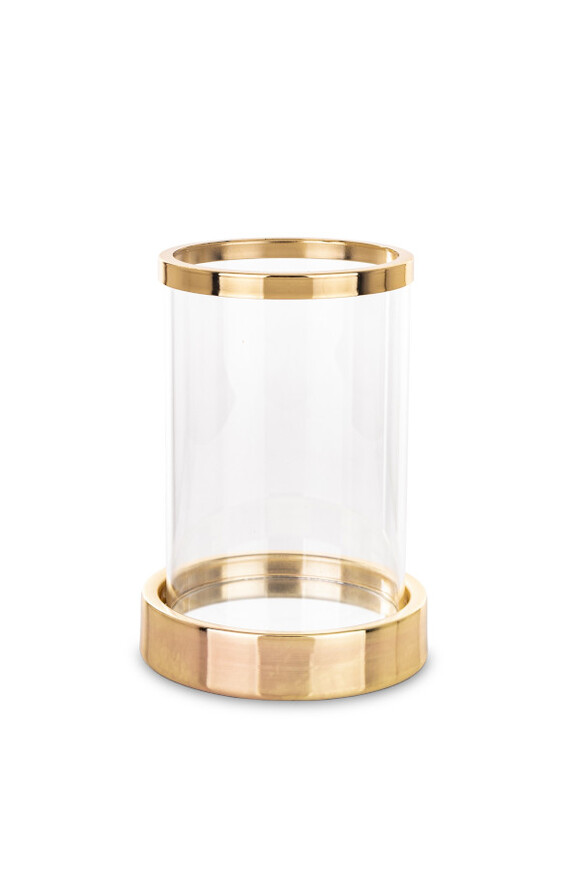 Somero Gold A, złoty szklany świecznik, wym.17x12x12cm