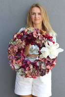 dekoracyjny wianek z hortensją, Hortensjane, śr.40cm