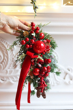 Red Dekorena Dzieciństwo, girlanda zimowa stroik na ścianę, dł.25cm