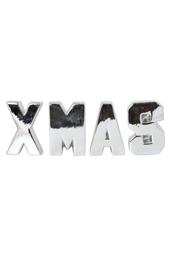 Xmas Modern, figurka świąteczna napis, srebrny, wym.8x4x12cm
