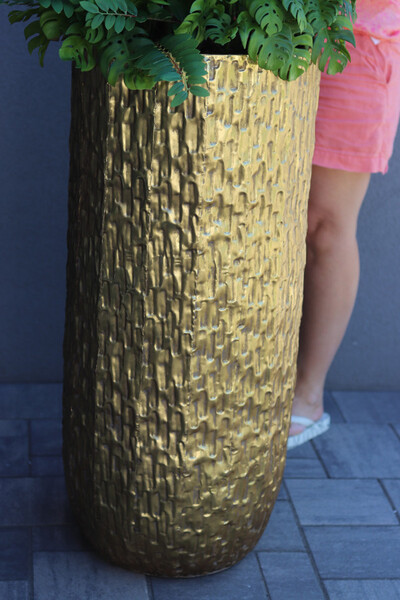 Echemea Queen, kompozycja kwiatowa w metalowej donicy