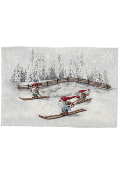 Skrzaty na Nartach, świąteczna podkładka gobelinowa, 45x35cm