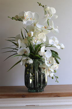 Belide Corrida, sztuczny storczyk w szklanym wazonie, wys.55cm 