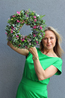 Sukulenty Premium, zielony wianek ozdobny