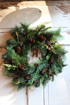 Kolęda, zimowy wianek iglasty z szyszkami, śr.54cm 