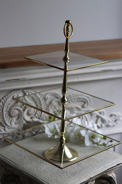 etażerka trzypiętrowa, kwadratowa, Lux Villa Gold Glamour, wym.50x30x30cm