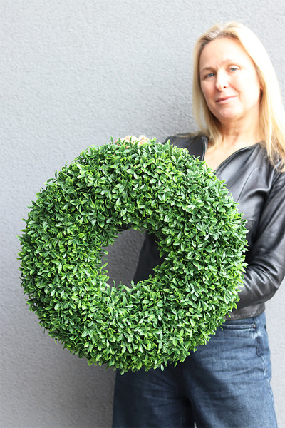 Bukszpanowy Deluxe, zielony wianek na drzwi