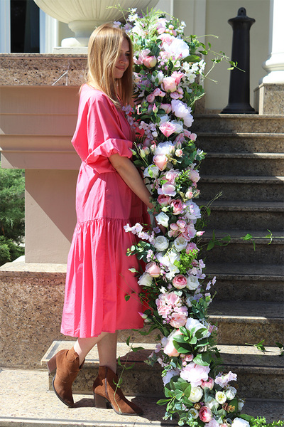 Malediwy Pink, różowa girlanda ze sztucznych kwiatów