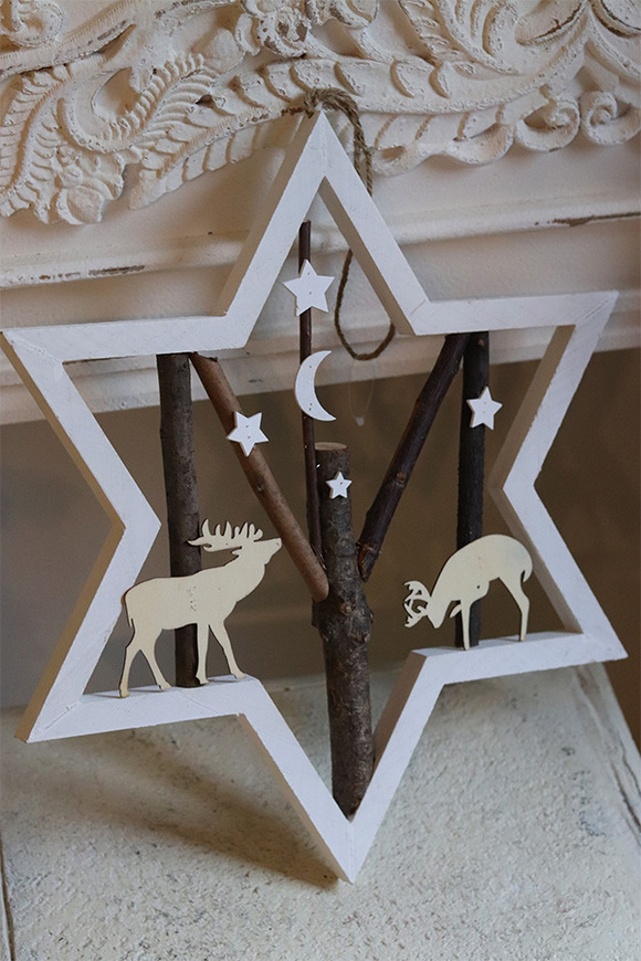 Winter Star, zawieszka świąteczna drewniana	