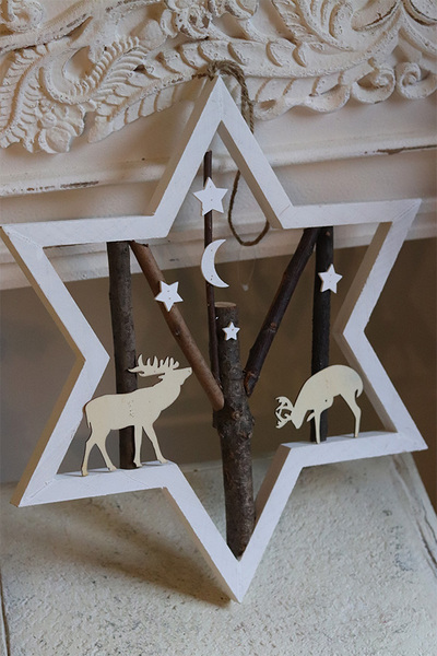 Winter Star, zawieszka świąteczna drewniana