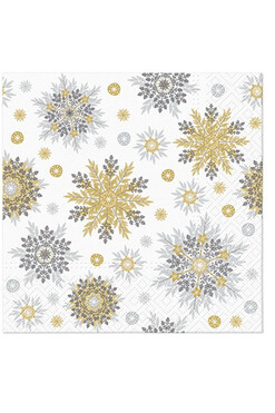 Let It Snow Silver&Gold, świąteczne serwetki papierowe, 20szt