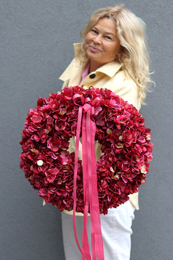 Hortensje Royal, wianek z hortensji na drzwi, śr.40cm