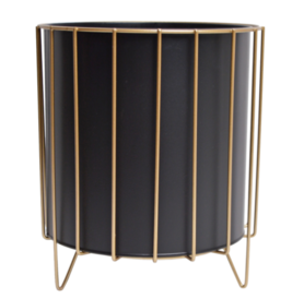 Black&Gold Stripes, komplet 3 osłonek / kwietników, wym.21x24x20/24x28x23/27x23x26cm