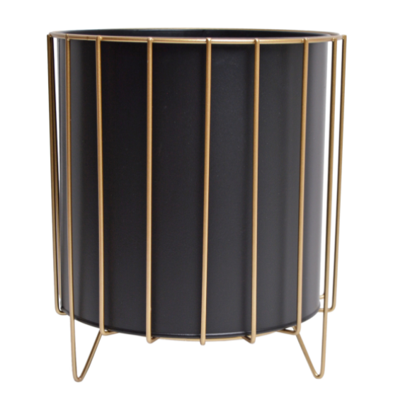 Black&Gold Stripes, komplet 3 osłonek / kwietników, wym.21x24x20/24x28x23/27x23x26cm