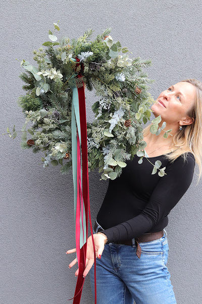 Zieleń Zimy 2, zimowy wianek z eukaliptusem