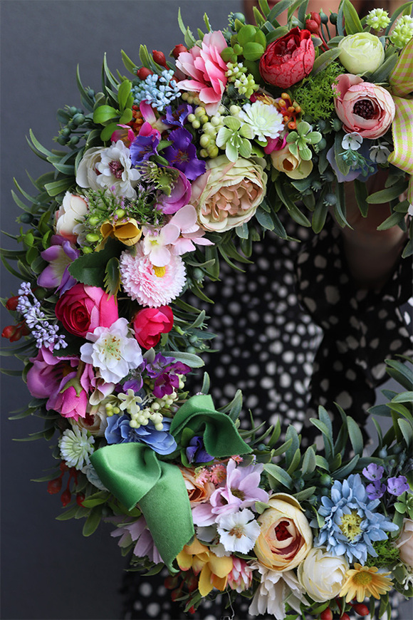 Kontessa 3, kolorowy wianek na drzwi ,śr.40cm  