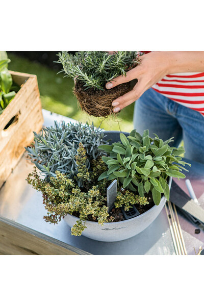 Cubeto Stone, doniczka z nawadnianiem, szary