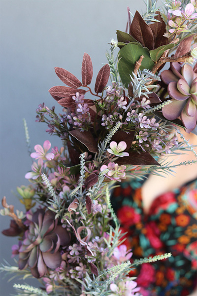 Fiolettisa, elegancka fioletowa girlanda z sukulentami, dł.65cm   