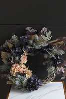 Dark Blue Modern 3, nowoczesny wianek dekoracyjny z suszem