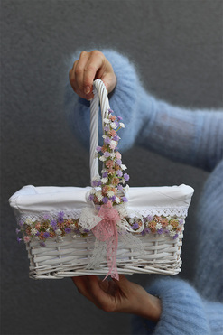 Kaszka Pastella Cottage 2, dekorowany koszyczek wielkanocny z serwetką, wys.30cm