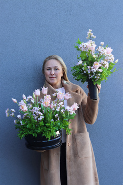 Premium Spring Pink, komplet dekoracji nagrobnych, kompozycja + bukiet