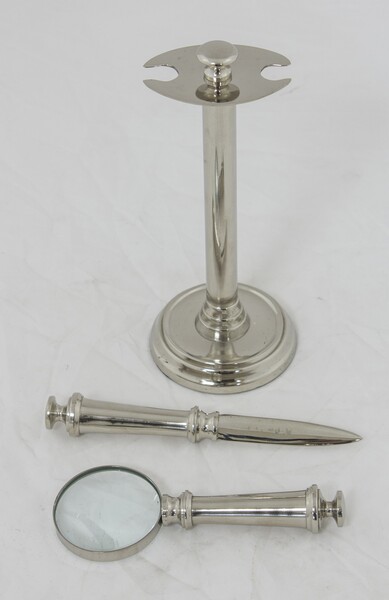 Glossary, zestaw gabinetowy, szkło powiększające i nóż do papieru, wys.18cm