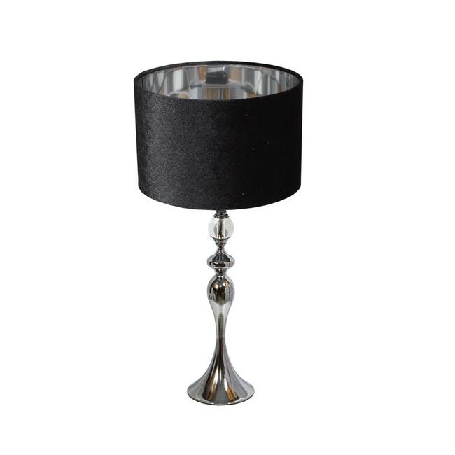 Angelina Simple, lampa stołowa, abażur czarno-srebrny, wys.70cm 