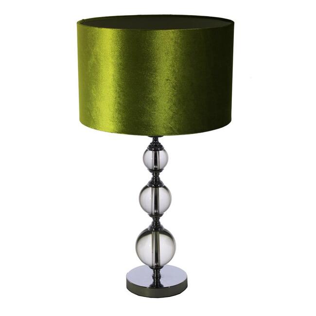 Trzy Kule, lampa stołowa, abażur oliwkowy walec, wys.65cm  