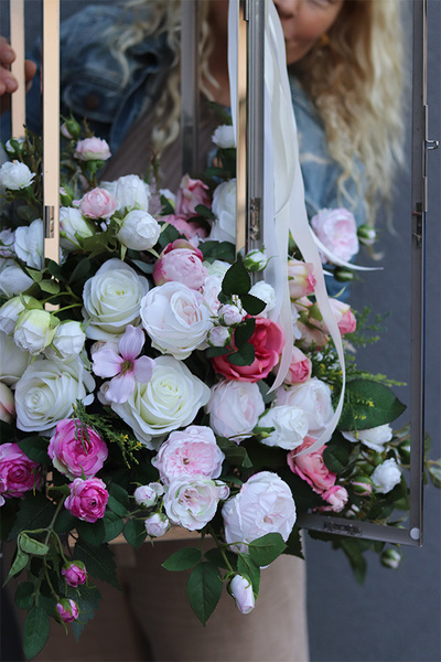 Angelo Garden Delicja, lampion nagrobny z kwiatami