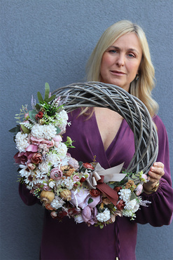 Terania Beige, asymetryczny wianek w brązach, śr.44cm 