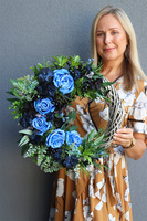 Grantowe Róże, kwiatowy wianek na drzwi, śr.35cm