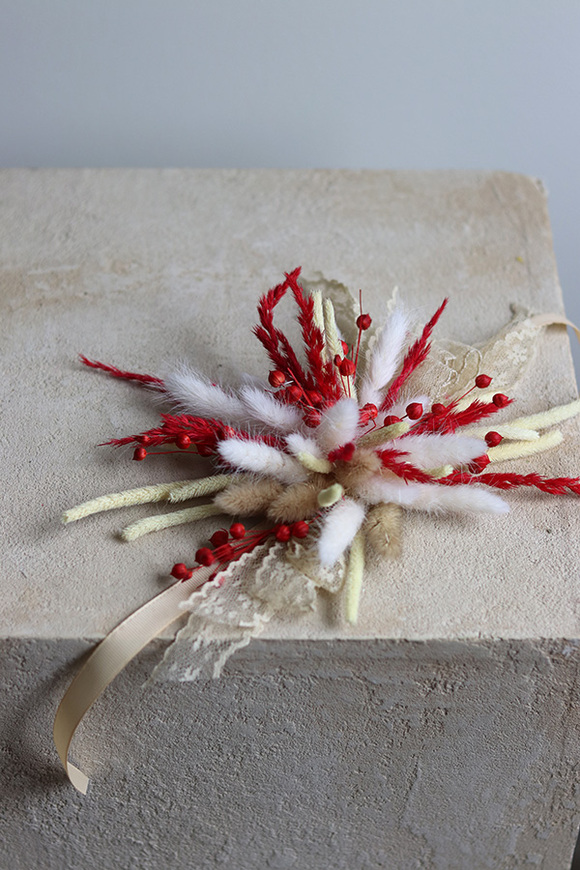 Boho Red, stroik / dekoracja do koszyczka wielkanocnego, rozp.27x16cm