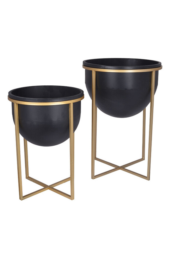 Orbit Black, metalowa osłonka w stojaku kwietnik