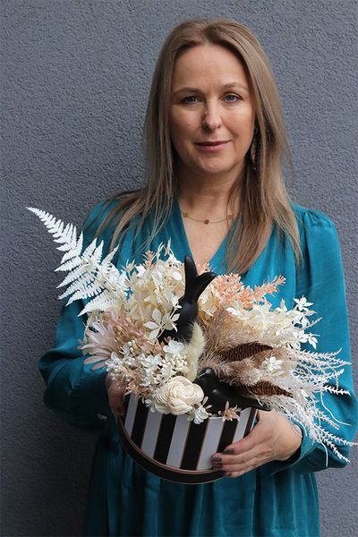 Beige Boho, wiosenny flowerbox z zajączkiem