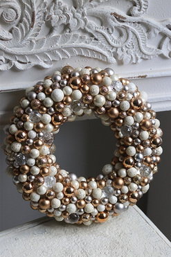 Shining Deluxe Gold, świąteczny wianek z bombek, śr.30cm 