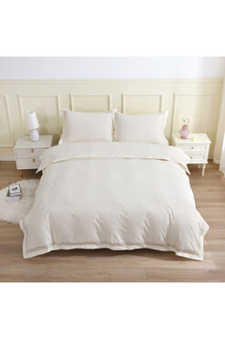 Luna Creme, bawełniana pościel z haftem, 200x220cm + 2szt 50x70cm + 2szt 40x40cm 