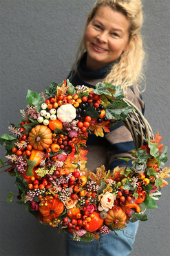 Jesień w Domu Big, jesienny wianek z dyniami, śr.40cm 