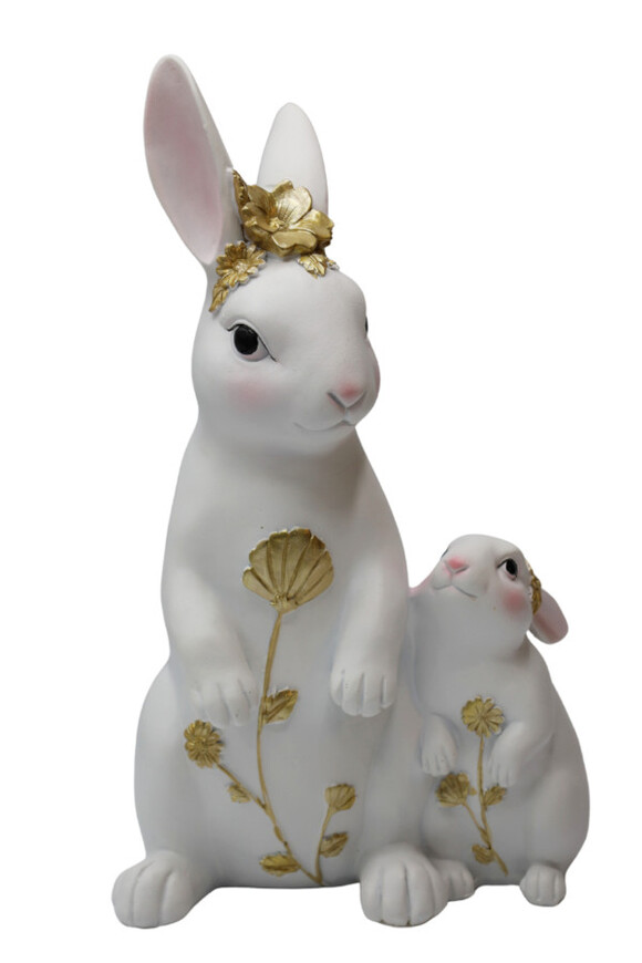 Bunny Cottage Gold, figurka wielkanocna zajączek