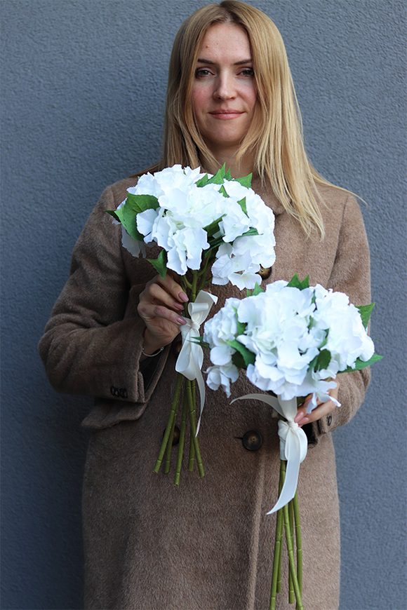 White Hydrangea, bukiet białych hortensji