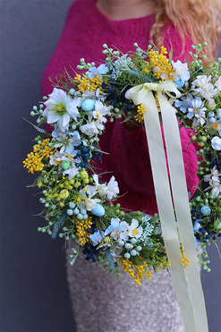 Wiosenna Bryza, dekoracyjny wianek na drzwi, śr.40cm