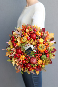 Pora na Liście 4, jesienny wianek z jabłkami, śr.30cm