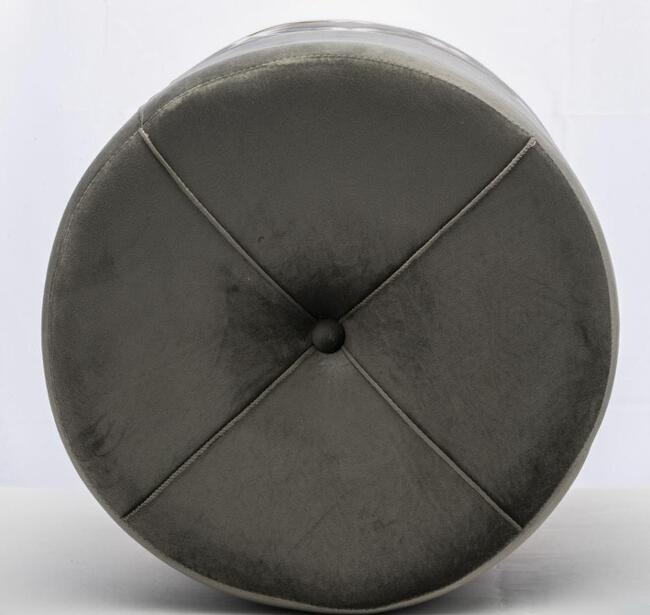 Endire Gold, welurowa pufa z ozdobną podstawą, szara, wym.37x37cm 