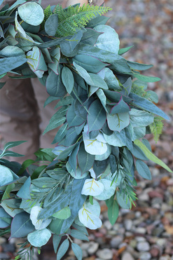 Eukaliptusowy, zielony wianek na drzwi, śr.50cm