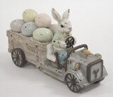 OD RĘKI Automobil A, figurka zając królik auto Wielkanoc, wym.15.5x25x9cm