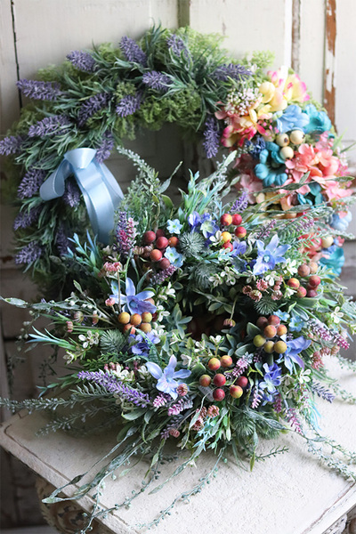 delikatny wiosenny wianek, Wichrowe Wzgórza 2, śr.32cm 