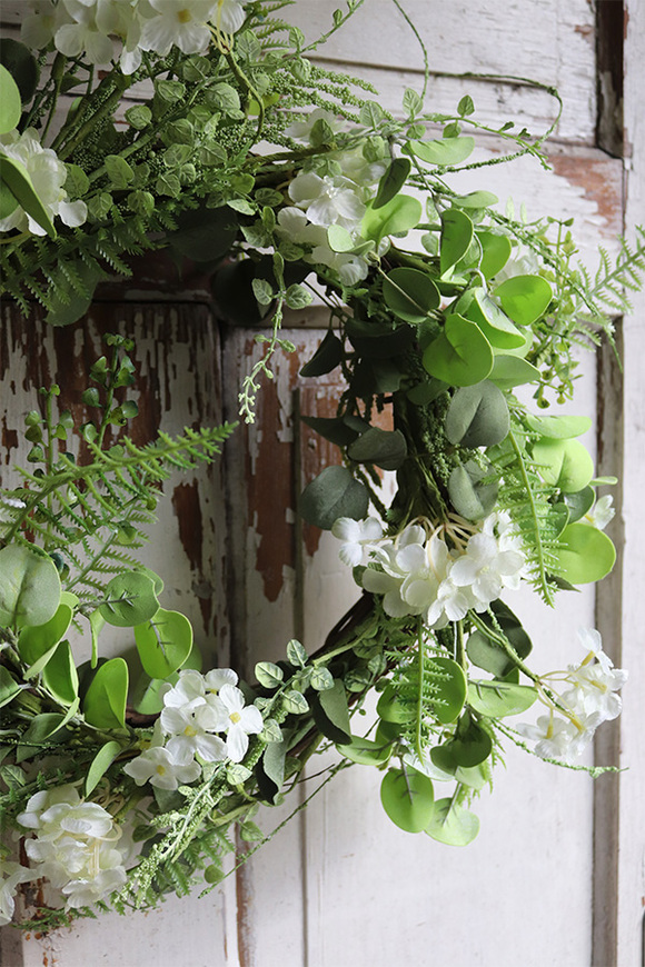 lekki wianek z hortensją, Zielona Efrania, śr.45cm 